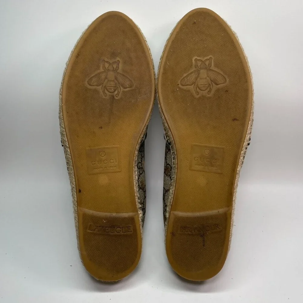 Authentic Gucci Pilar GG Bee Canvas‎ espadrilles 40 Great Condition